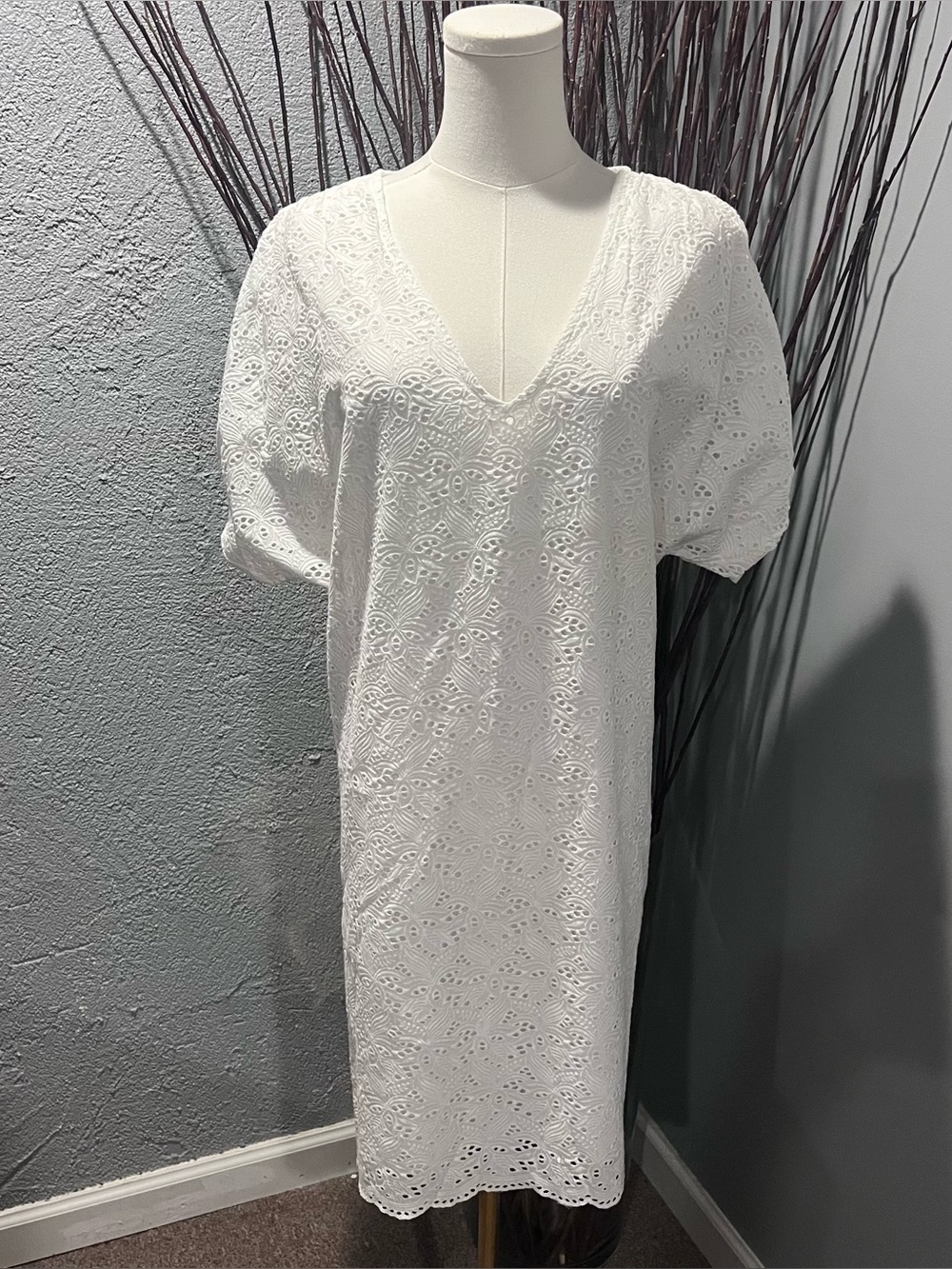 🌺NWT RALPH LAUREN WHITE EYELET PUFF SLEEVE DRESS SIZE 8🌺